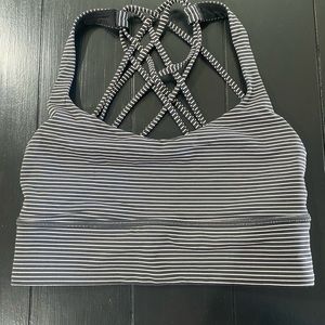 Lululemon - Free to Be Longline Bra Wild - Hype Stripe Deep Coal Mink Berry - 8